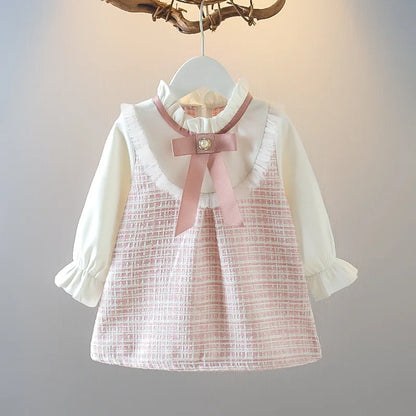 Baby Girl Dresses Summer Bow Long Sleeve Girls Babies Dresses Cute Girls Dresses Korean version High quality Girl Clothes