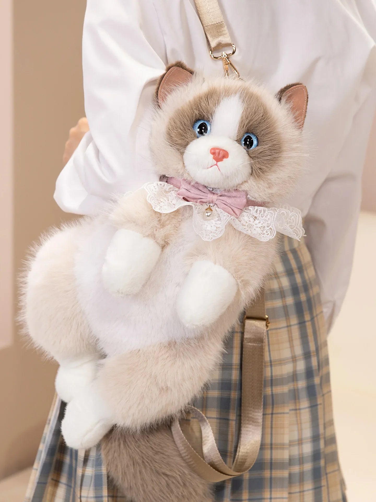 Simulated Puppet Cat Backpack Doll Cute Cat Backpack Plush Toy Daughter Birthday Gift