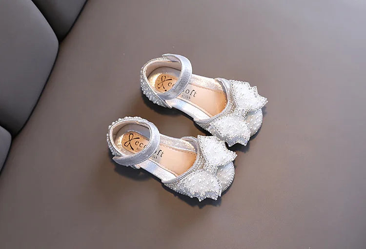 Summer Girls Flat Princess Sandals Fashion Sequins Bow Rhinestone Baby Shoes Kids Shoes For Party Wedding Party Sandals E618