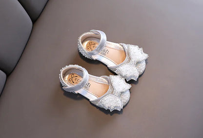 Summer Girls Flat Princess Sandals Fashion Sequins Bow Rhinestone Baby Shoes Kids Shoes For Party Wedding Party Sandals E618