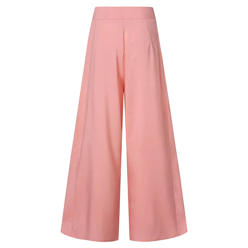 Fashion Women High Waist Wide Leg Pants Spring Autumn Female Elegant Flare Trousers Casual Solid Holiday Loose Long Pant New (Available)