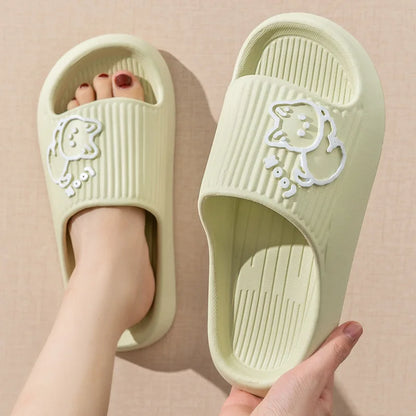 Summer Slippers Bathroom Platform Non-Slip Home Bear Cartoon Flip Flops Beach  Sandals Slides Indoor Outdoor