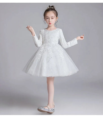 Fashion Flower Girl Dresses for Weddings Lace Long Sleeve Children Bridesmaid Dresses Spring Autumn Girls Party Dress 3-12 Years