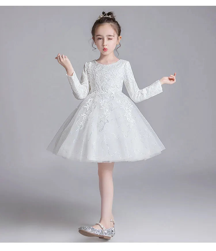 Fashion Flower Girl Dresses for Weddings Lace Long Sleeve Children Bridesmaid Dresses Spring Autumn Girls Party Dress 3-12 Years