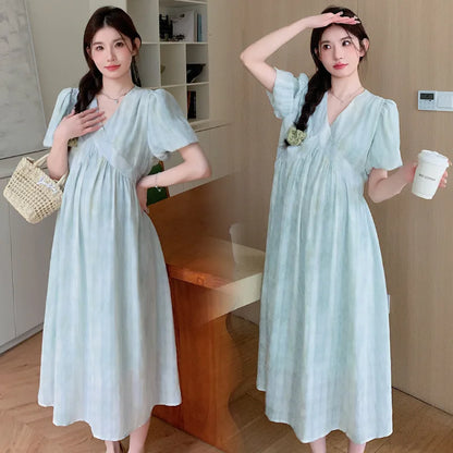Pregnant Women's Dress Summer 2025 Fashionable Western Style Loose Belly Covering French High Waisted Long Skirt