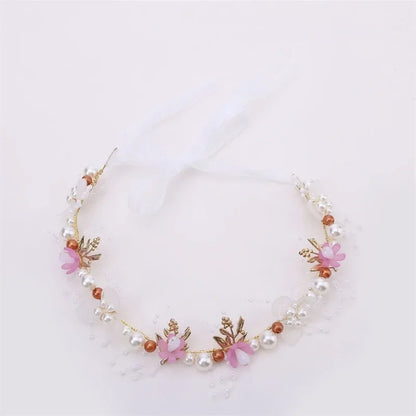 Elegant Girls Headband Lmitated Pearl Hair Headdress Baby Girls Flower Wreath Bride Garland Head Hoop Wedding Headbands Hair