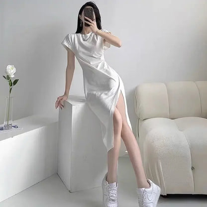 White Dresses for Women 2025 Woman Dress Clothes Midi X New in Chic and Elegant Pretty Cheap Casual Y2k Outfits Harajuku Cotton
