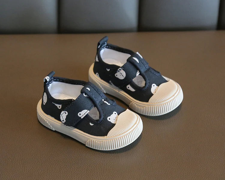 Square Mouth Boys/Girls' Casual Shoes Spring Cartoon Soft Sole Walking Shoes Boys/Girls Small Children Shoe TPR Sole Canvas Shoe
