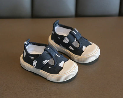 Square Mouth Boys/Girls' Casual Shoes Spring Cartoon Soft Sole Walking Shoes Boys/Girls Small Children Shoe TPR Sole Canvas Shoe