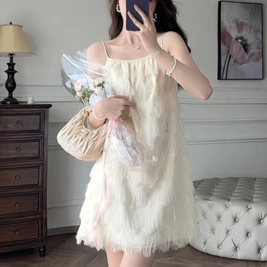Fringed Dress 2025 Summer Beach Holiday Style A Fringed Women's Suspender Dress