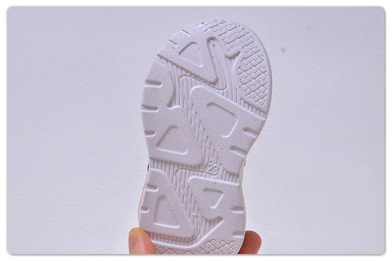 Hello Kitty Led Casual Sneakers for Summer Girls Print Mesh Breathable Shoes Children Lighted Non-Slip Cute Outdoors Sport Shoes