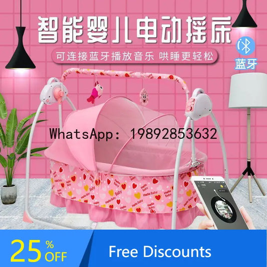 Electric Cradle Bed Multi-Functional Foldable Baby Cradle Newborn Enlarged Sleep Soothing Rocking Bed