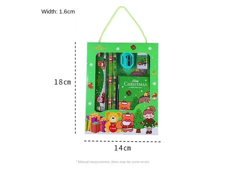 Pencil Stationery Set GIfted By Santa Claus Children Student Office Supplies Kawaii Kids Prize Birthday Christmas New Year