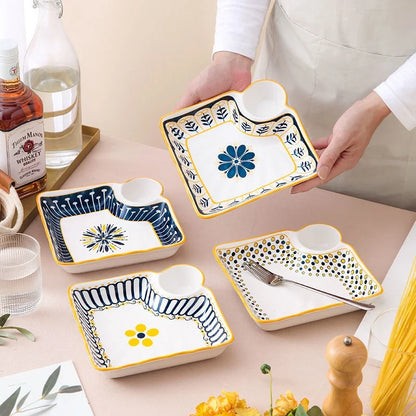 Cerc Plate Dining Di Heat Resistant Dumpling Plate with Vinegar Di Multi Functional Fruit Plate Trendy Network Bestseller