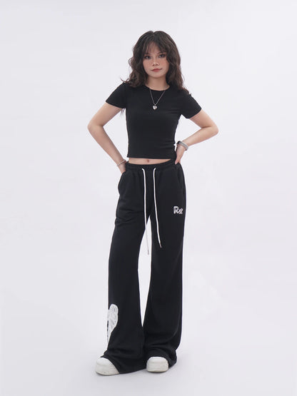Ele Bal  Embroidery Bla T-irt Sexy Hollow out American Retro Sle ort Sve Street Faion Women's Top