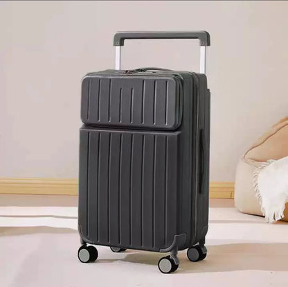 Front Opening Wide Handle Suitcase 20 inches Carry-on Cabin Suitcase Multifunctional Travel Luggage Zipper Aluminum Frame