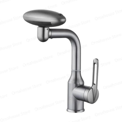 Multi Functional Waterfall Basin Faucet 4 Modes Stream Sprayer 360° Rotation Hot Cold Water Sink Mixer Stainless Steel  Wash Tap