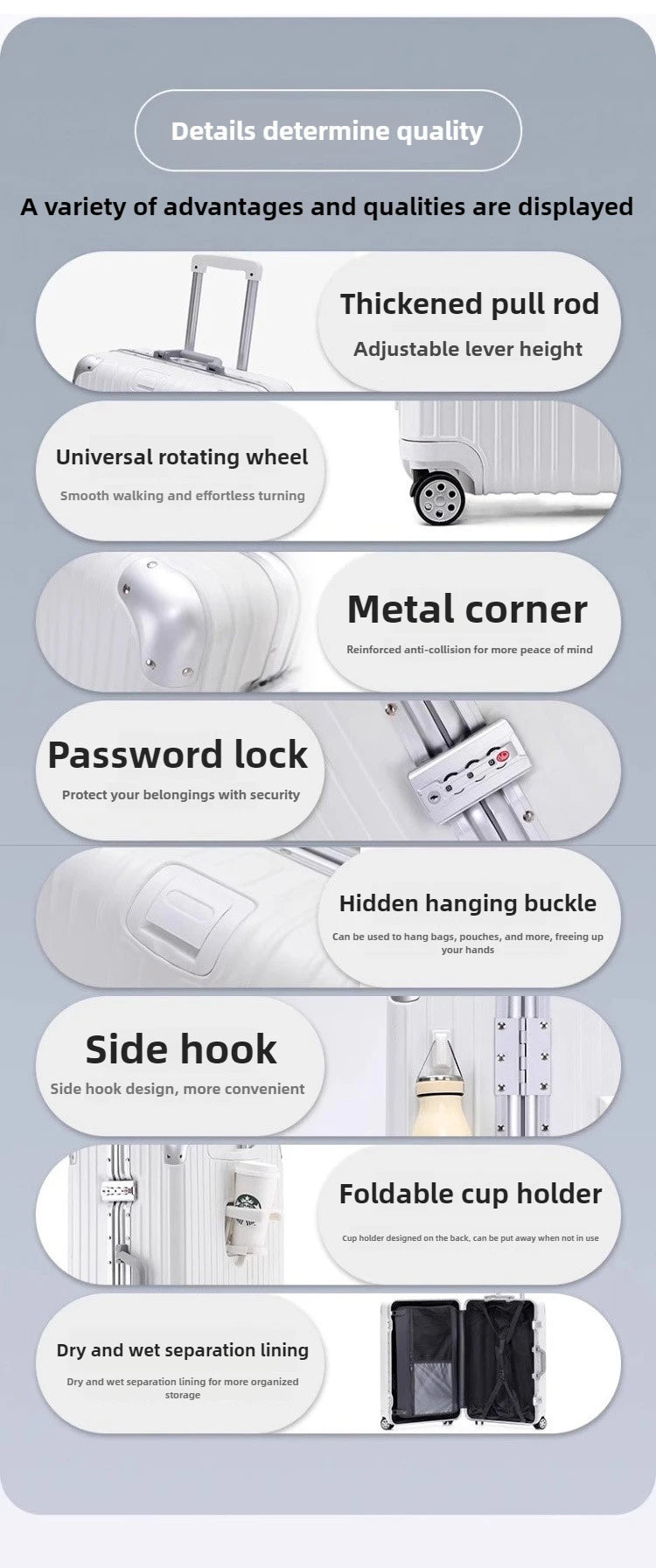 Magnesium Aluminum Alloy Luggage Set, 20" Carry-On & 28" Travel Suitcase with TSA Lock, Lightweight Durable