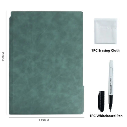 Reusable A4 Whiteboard Notebook With Whiteboard Pen Leather Erasable Whiteboard Draft Stationery With Erasing Cloth Memo Pad