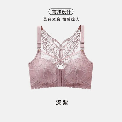 Front Button Type Gathering Anti-Sagging Beautiful Back Bra Big Breasts Look Small Pluss Size 100kg Receiving Breasts Underwear
