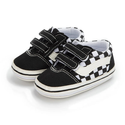 Baby Boy Girl Shoes Canvas Sneakers Non-slip Rubber Sole Plaid Streaks First Walkers Infant Baby Unisex Casual Shoes