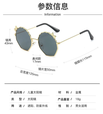 Summer Fashion Kids Sunglasses Trendy Bowknot Metal Frame Sun Glasses for Boys Girls Outdoor Anti UV Eyewear UV400