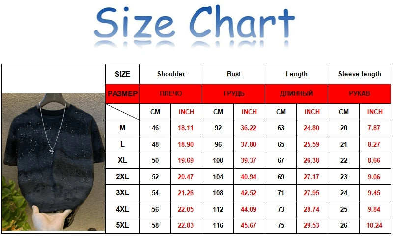 Summer New Round Neck Short Sleeve T Shirt Man Designer Clothes Fashion Men Gradient Colour Sequin T Shirt Camiseta Gym Hombre(Available)