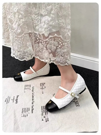 Spring and Autumn temperament commuting shallow mouth single shoe square toe Mary Zhen single shoe women