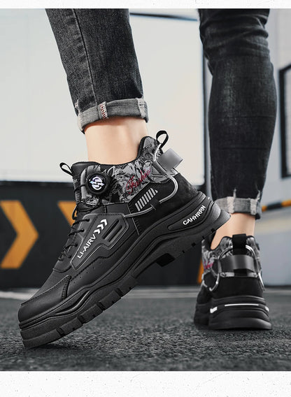 Men's Casual Outdoor Boots Fall Breathable Trendy Versatile Leisure Knob Board Shoes Anti-slip Riding Fashion Sneakers