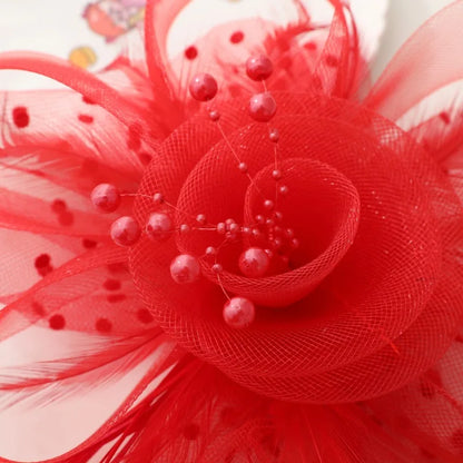 Women's Fashion Flower Feather Bead Hair Clip Bridal Hairband Brida Barrettes Hair Accessories Jewelry