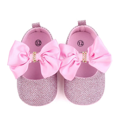 Spring Autumn Beautiful Baby Girl Princess Shoes Soft Soled Butterfly Bowknot Fashion Design Solid Newborn Prewalker Shoes