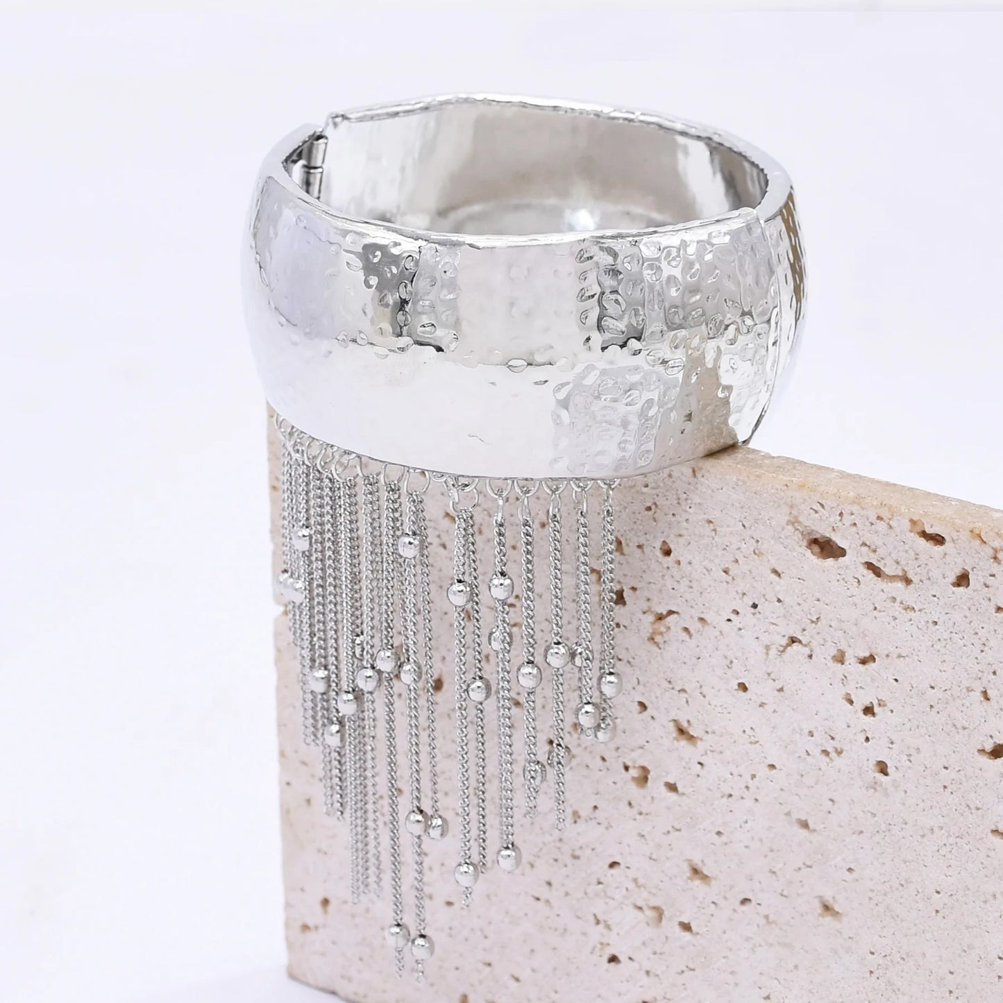 Trendy Simple Bead Chain Tassel Bracelet for Women New Hip Hop Rock Exaggerated Festival Party Wide Bracelet Jewelry Accessories