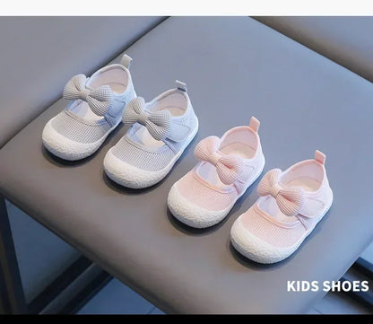 Kids Shoes  Baby Girl Walking Shoes with Breathable and Non Slip Mesh Bow Princess Shoes with Non Slip Soft Soles