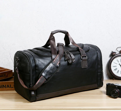 PU Leather Travel Duffel Bag Luggage Weekender Overnight Tote for Men Women Gym Sports Crossbody Carry on Waterproof  Handbags