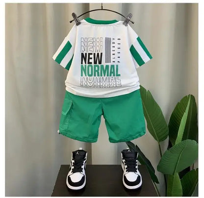 Summer Boy Clothing Suit New Children's Clothes Set Boys Short Sleeve T-Shirt Shorts 2 Piece Set Kids Sportswear Suit 2 4 6 8Y [Avaiilable]