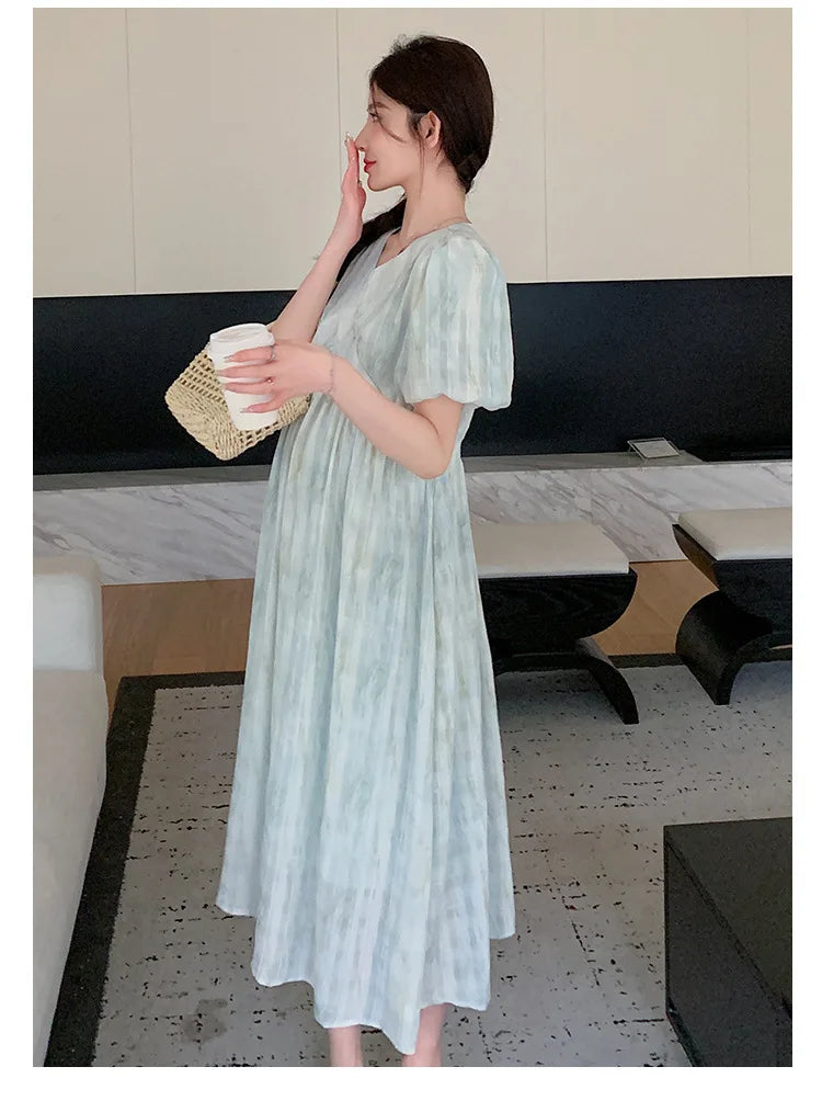 Pregnant Women's Dress Summer 2025 Fashionable Western Style Loose Belly Covering French High Waisted Long Skirt