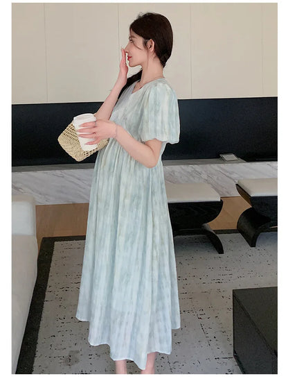 Pregnant Women's Dress Summer 2025 Fashionable Western Style Loose Belly Covering French High Waisted Long Skirt