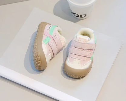 Baby Sneakers Warm Fur Inside Infant Shoes Autumn Winter Little Boys Girls Casual Shoes For Baby Pink, Yellow