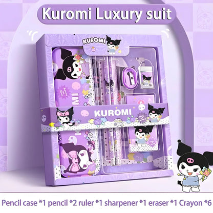 Kuromi Melody Cinnamoroll stationery gift box boys and girls 12 pieces of learning stationery sets new hot cute stationery sets.
