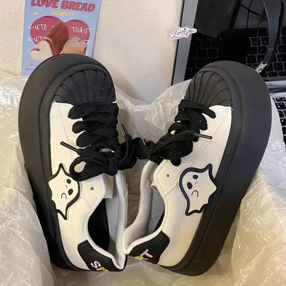 Shoes for Women High on Platform Round Toe Woman Footwear Trends 2025 Comfortable and Elegant Walking Aesthetic Vulcanized Shoe