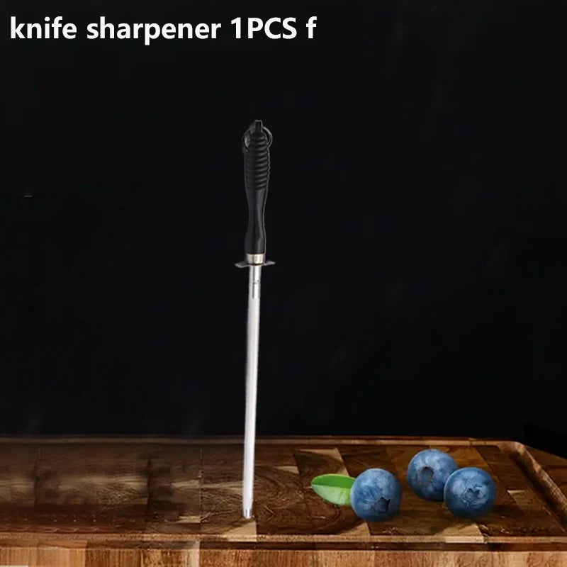 Professional Kitchen Knives Stainless Steel Scissors Fruit Utility Knife Sharpening Rod Sharp Slicing Chef knife Cooking Tools