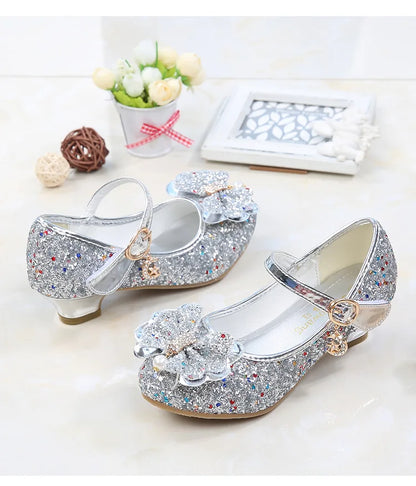Children's Shoes  Princess Shoes Girl's Fashion Sandals Crystal Princess Shoes Blue Pink Silver
