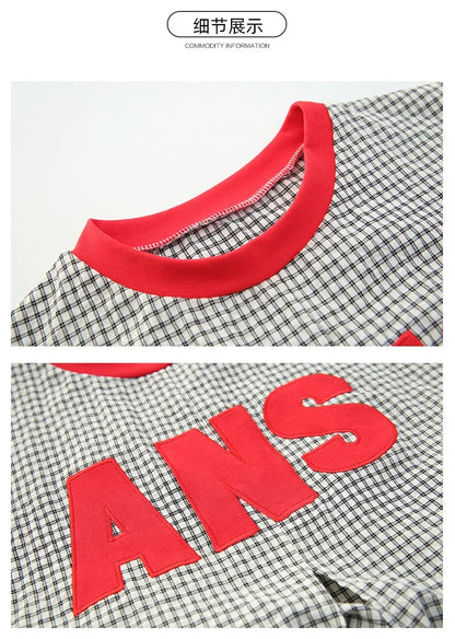 Girls Clothes Summer Kids Fashion Letter Vest + Skirt 2pcs Set Children Clothing Suit Teen Girl Plaid Bowknot Sleeveless Outfits