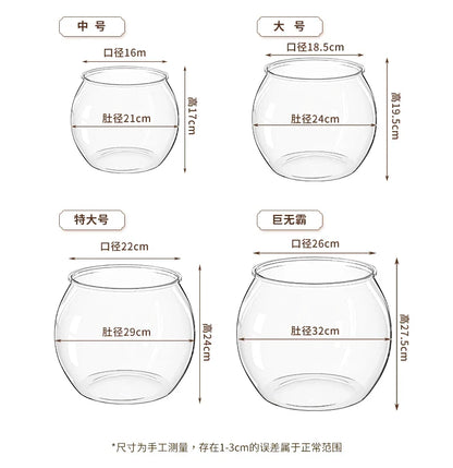 PET Transparent Fish Tank  Durable Desktop Goldfish Turtle Tank Drop-Resistant Hydroponic Plant Holder  Round Water Basin