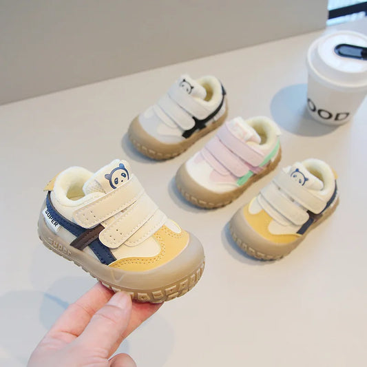 Baby Sneakers Warm Fur Inside Infant Shoes Autumn Winter Little Boys Girls Casual Shoes For Baby Pink, Yellow