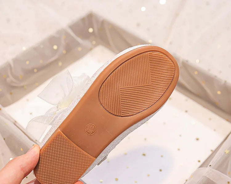 Fashion Girls Mary Janes for Party Wedding Shows Bow Pearls Elegant Princess Shoes Chic Kids Shoes Non-slip Children Fashion