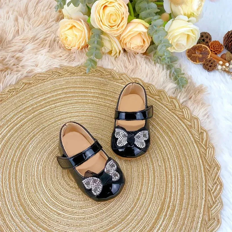 Spring and Autumn Bow Mary Jane Princess Shoes  Baby Girl Rubber Bottom Anti slip Sneaker