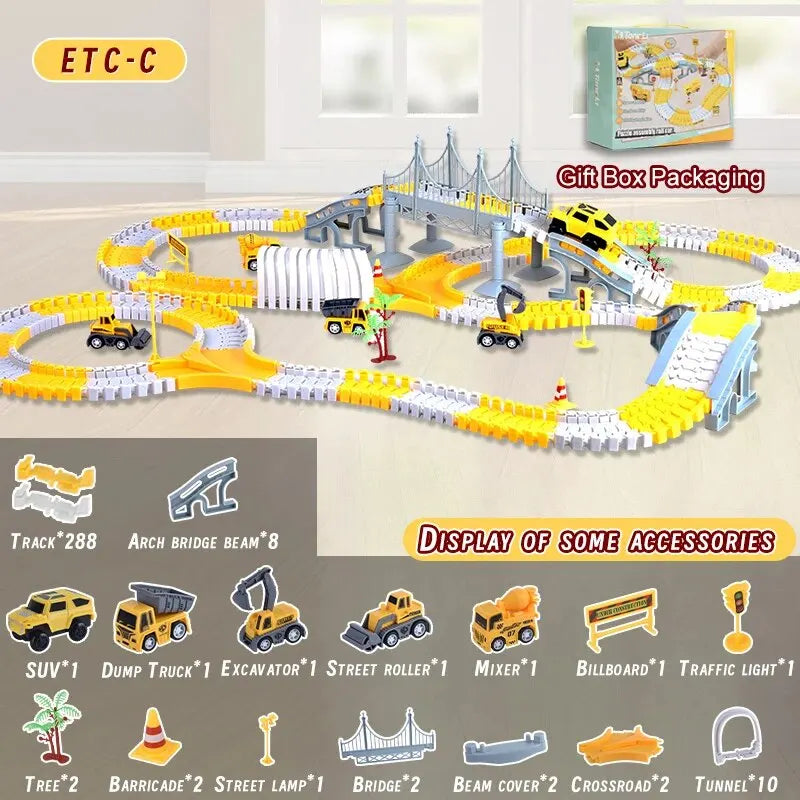 Kids Electric Track Toy Engineering Minin Car Set Puzzle Boy Toys Track Car Train Toys For Children Birthday Christmas Gifts