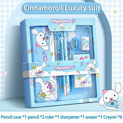 Sanrio 12PCS Kuromi Stationery Set Cinnamoroll My Melody Pencils Erasers Rulers Student School Supplies Study Stationery Gifts