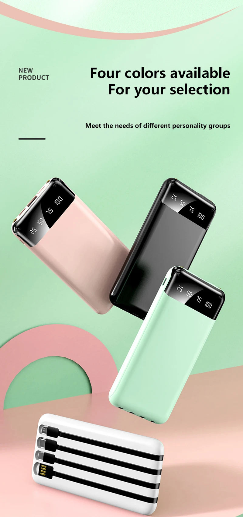 New 50000mAh High-capacity Portable Power Bank for Charging Smartphones and Digital Electronic Devices For Holidays and Travels